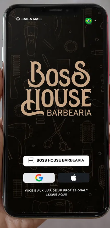 Tela inicial do aplicativo Boss House Barbearia